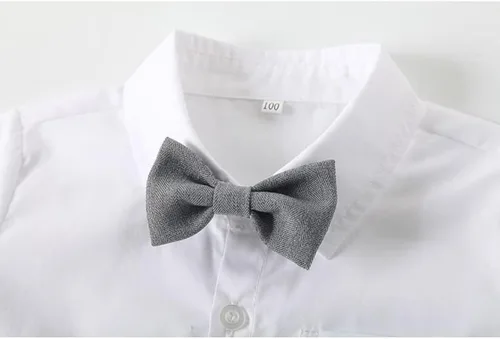 Vista 3 de Abolai Conjunto de chaleco de 3 piezas para bebé niño con camisa blanca, chaleco y pantalón