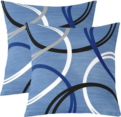 Vista 14 de Castle Fairy Juego de 2 fundas de almohada modernas con estampado de líneas geométricas de doble cara de 16 x 16 pulgadas, color gris, negro y rojo