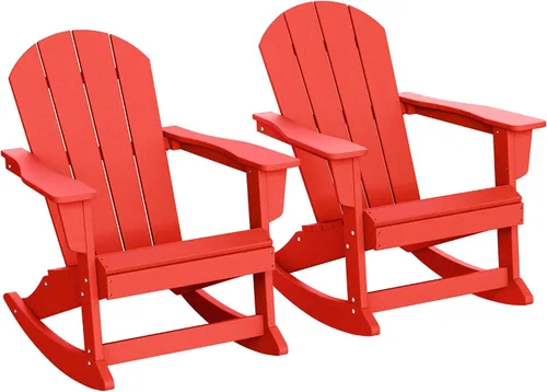 Vista 99 de WestinTrends Silla mecedora Malibu de poliéster para exterior/patio Adirondack, Negra