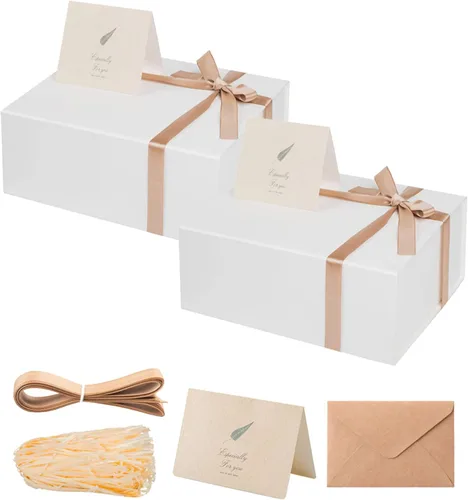 Vista 60 de LIFELUM Square Gift Box with Magnetic Lid, Card, Sticker, Ribbon, Shredded Paper Filler for Business, Wedding, Birthdays