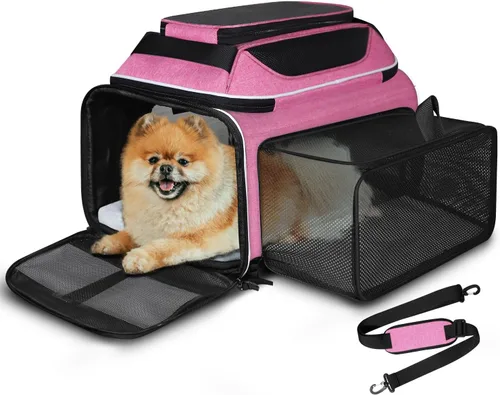 Vista 17 de Petskd Transportador de mascotas expandible superior y lateral de 17 x 11 x 9.5 pulgadas, aprobado por aerolíneas de Alaska, transportador de lados