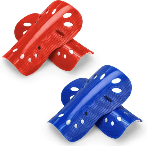Vista 13 de Espinilleras de fútbol, 2 pares de fundas de espinilleras de fútbol superligeras y transpirables, equipo de protección de espinilleras para niños