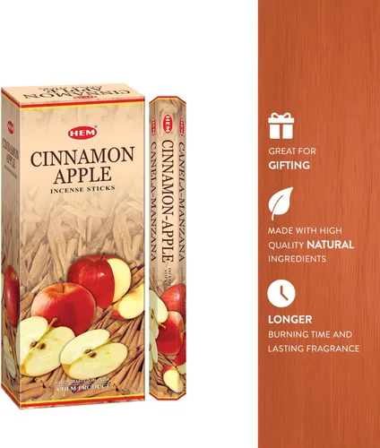 Vista 4 de Hem Varitas de incienso de manzana y canela (120 varillas, 6 cajas en el interior), 9 pulgadas de largo, 0.71 onzas por caja, fragancia acogedora