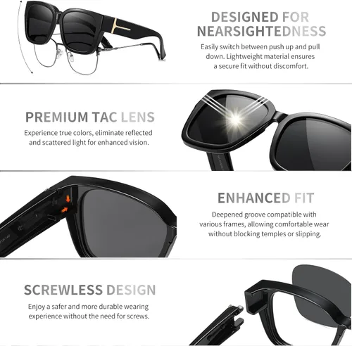 Vista 4 de GEGURI Lentes de sol polarizados para mujeres y hombres, lentes de sol cuadrados de moda envolventes con protección UV400 para conducir