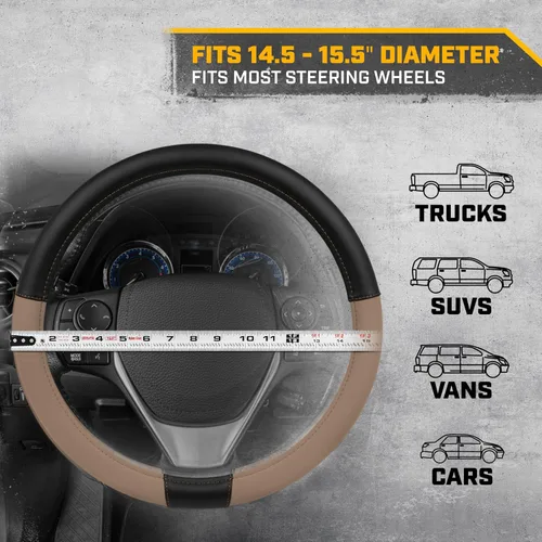 Vista 4 de Caterpillar Funda para volante ergonómica de dos tonos, agarre de piel suave.