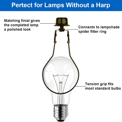 Vista 8 de WEAVERBIRD Lamp Shade Holder, Clip on Lampshade Adapter, Lamp Shade Light Bulb Clip Adapter, Spring Clip for Light Bulbs, Antique Brass