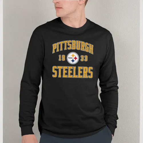 Vista 3 de Hybrid Sports NFL - Pittsburgh Steelers - Established - Camisa de manga larga para hombre y mujer, talla L, Pittsburgh Steelers, color negro