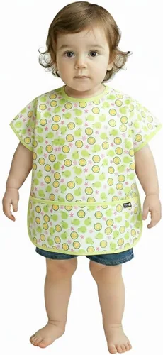 Vista 12 de Plie Short Sleeve Waterproof Bib for Toddlers – Easy Clean Feeding Apron for Mealtime, Daycare, Self-Feeding, Lightweight