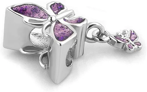 Vista 3 de KunBead Dijes colgantes de cuentas de mariposa compatibles con pulseras Pandora, Cobre, vidrio