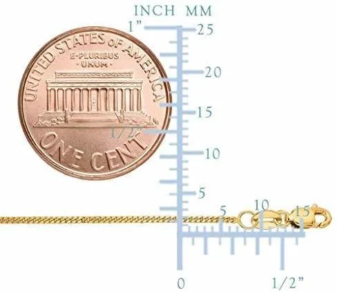 Vista 2 de Collar de cadena Gourmette de oro amarillo o blanco macizo de 14 quilates, 0.059in, 0.079in, 0.118in, con corte de diamante brillante para colgantes