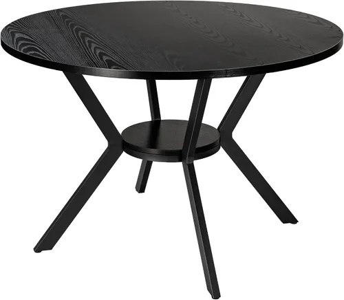 Vista 20 de MECHYIN Mesa de comedor redonda de 42 pulgadas para 2 a 4, mesa de cocina redonda de granja con estante de almacenamiento, mesa de comedor