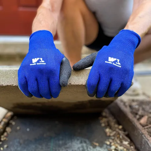 Vista 3 de Wells Lamont Guantes de trabajo con agarre recubierto para hombre con revestimiento de látex, talla S (524S), color azul