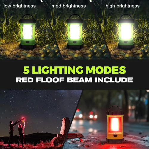 Vista 2 de elesall Linterna de campamento, linterna LED recargable de 3000 lúmenes, 5 modos de luz, linterna impermeable COB, luz de campamento para cortes