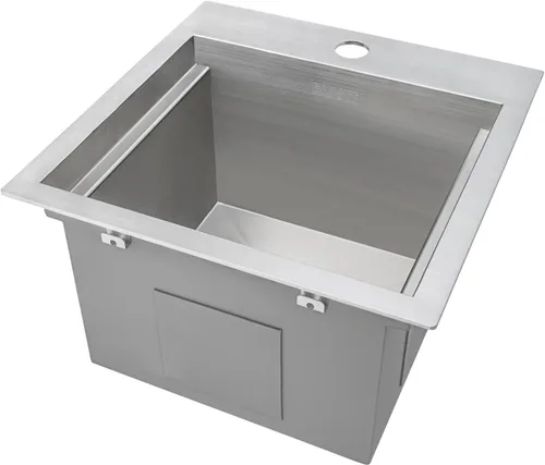 Vista 7 de Ruvati RVQ5215 - Fregadero de estación de trabajo para barbacoa al aire libre, 15 x 15 pulgadas, montaje superior, grado marino, acero inoxidable