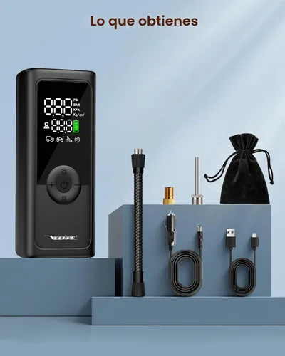 Vista 7 de Bomba pequeña para neumáticos de bicicleta, bomba de aire eléctrica portátil de 120 PSI con parada automática, inflador de bicicleta con válvula