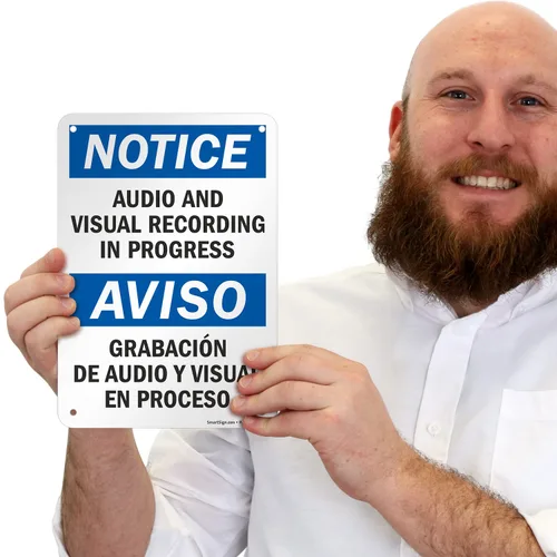 Vista 8 de Aviso: y visual de audio grabación en el Progreso, aviso Audio y grabacio vissual en señal, 10" x 7