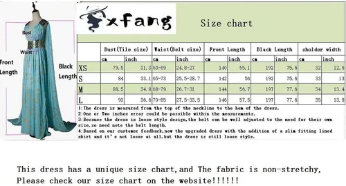 Vista 7 de Xfang - Vestido de chifón para mujer disfraz para cosplay, halloween vestido largo azul