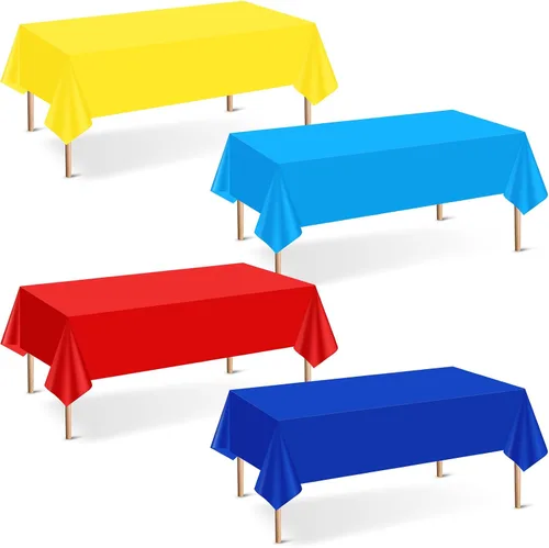 Vista 10 de Mwellewm 6 manteles de plástico desechables, mantel de arcoíris de colores surtidos, rectangular de neón colorido a granel sólido para cumpleaños