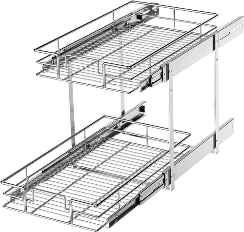 Vista 10 de LOVMOR Organizador de gabinete extraíble de 5.5 pulgadas de ancho x 21.5 pulgadas de profundidad, estantes extraíbles para armario de cocina