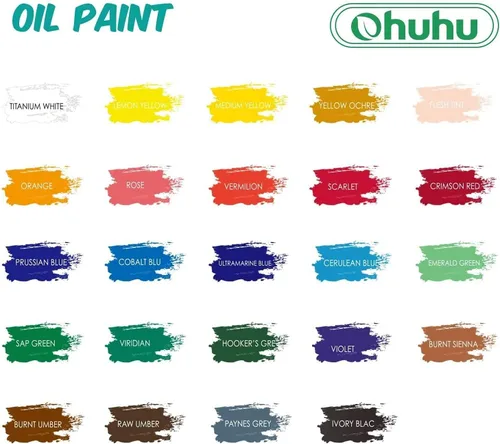 Vista 5 de Ohuhu - Juego de pintura al óleo, 24 colores a base de aceite, 12 ml/0.42 oz x 24 tubos. Suministros de pintura al óleo no tóxicos para pintar