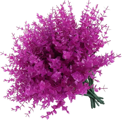 Vista 36 de RECUTMS - Flores artificiales, 12 plantas sintéticas para exteriores, resisten rayos ultravioleta, arbustos para interiores y exteriores, maceta