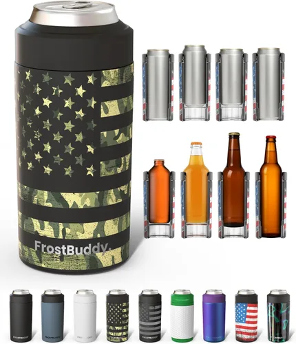 Vista 23 de Frost Buddy - Enfriador universal de latas, aislante de latas de acero Se adapta a latas delgadas de 12 onzas, 16 onzas, niños altos