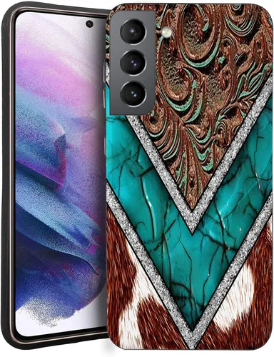 Vista 14 de Funda compatible con Samsung Galaxy S20 FE, piel de vaca occidental, turquesa y marrón, funda protectora de TPU suave a prueba de golpes