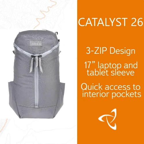 Vista 3 de Mystery Ranch Catalyst - Mochila de viaje de 26 litros con bolsillo tecnológico para transporte diario y aventuras, Catalizador - Sombra