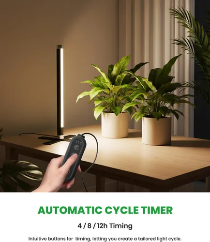 Vista 3 de SJZX - Luz de cultivo para plantas de interior, 40 LED de espectro completo con temporizador, luz de cultivo de alta PPFD, luz de cultivo vertical