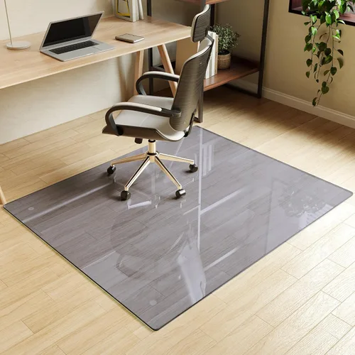 Vista 25 de Koonmi Tapete para silla de vidrio templado para suelos de madera dura y alfombras, 30" x 48" gris, protector de piso de oficina de servicio pesado