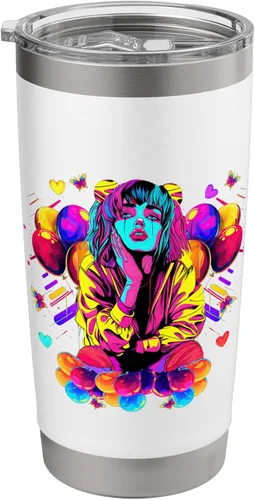 Vista 8 de Streetwear synthwave 80s 90s retro anime Emo clown fashion Stainless Steel Insulated Tumbler