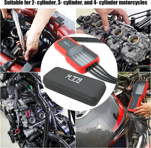 Vista 5 de Sincronizador universal de carburador de 4 cilindros, 3 cilindros y 2 cilindros para motocicleta, medidor de sincronización del equilibrador