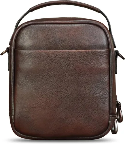 Vista 3 de IVTG Bolso de mensajero de cuero genuino para hombre, bolso bandolera pequeño, bolso cruzado para el trabajo, negocios