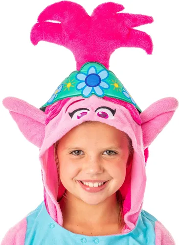 Vista 5 de INTIMO Dreamworks Trolls Movie - Disfraz con capucha de personaje de amapola para niña, Multi colorido