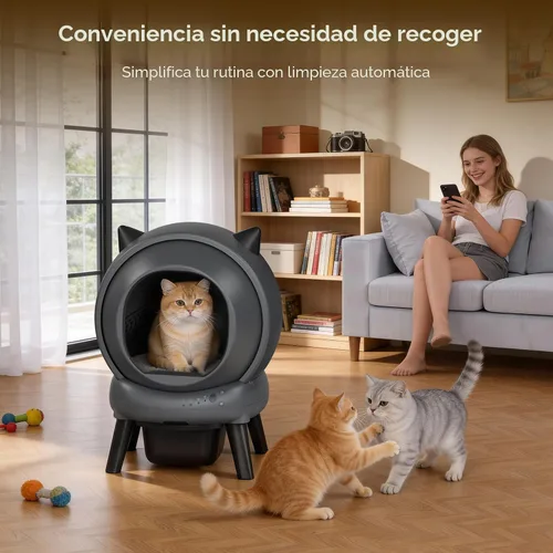 Vista 9 de Caja de arena autolimpiante para varios gatos, caja de arena automática E2, robot autolimpiante con control inteligente de aplicación y monitoreo