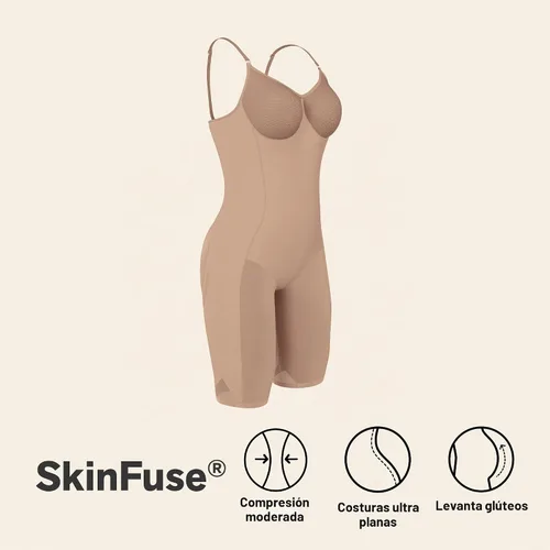 Vista 4 de Leonisa SmartShape Total - Body moldeador de cuerpo completo sin costuras con efecto de levantamiento de glúteos, faja moldeadora de control de Beige
