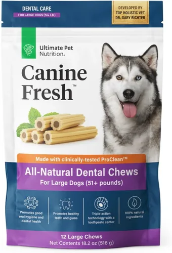 Vista 7 de ULTIMATE PET NUTRITION Canine Fresh Dental Chews, Dental Dog Treats, Oral Care and Hygiene Chews, Soothes Gums, Vet Developed (Small)