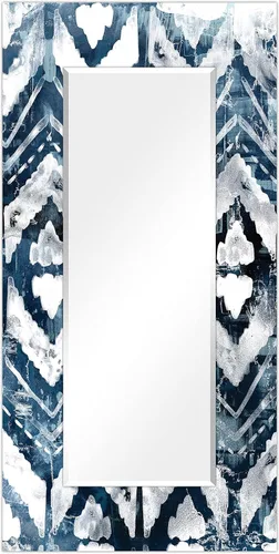 Vista 36 de Empire Art Direct Espejo de pared rectangular biselado en blanco y negro con vidrio templado impreso abstracto, tocador, espejo de baño, listo