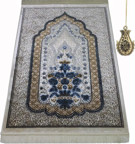Vista 11 de Modefa Alfombra de oración de terciopelo islámico turco, alfombra de oración para hombres y mujeres, diseño tradicional musulmán Janamaz Sajada