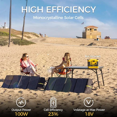 Vista 6 de Lipower - Panel solar portátil de 100 W, 18 V, cargador solar plegable para Lipower Power Sation, Jackery/Anker/FlashFish/Bluetti/Goal Zero/Rockpals