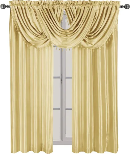 Vista 7 de sheetsnthings Soho - Juego de 5 piezas de tratamiento de ventana con bolsillo para barra, 2 paneles (108 pulgadas de largo) y 3 cenefas de cascada