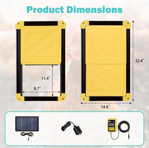 Vista 8 de Aivituvin Puerta automática de gallinero con calefacción, abridor automático resistente a la intemperie para gallineros/carreras de patos, modos