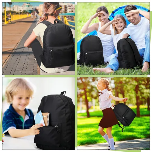Vista 6 de Amylove Paquete de 24 mochilas a granel de 17 pulgadas, 12 colores surtidos, bolsas escolares para niños, niñas, adolescentes y estudiantes, Negro