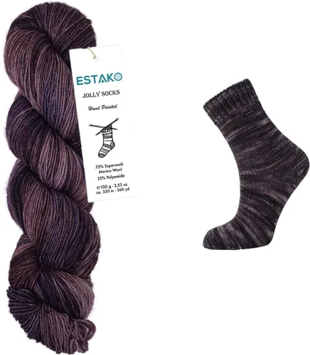 Vista 8 de Estako Jolly Socks Hilo Pintado a Mano 75% Lana Merino Superwash y 25% Poliamida (Fine/Sport 2 Peso) / 3.52 Oz - 100 gr / 360 Yardas - 330 mt