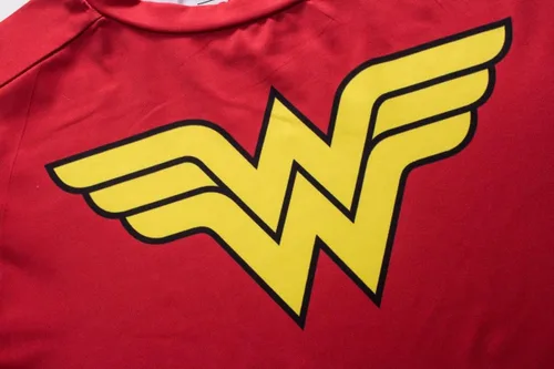 Vista 7 de Red Plume Camiseta deportiva de compresión para mujer Wonder Girl, Rojo