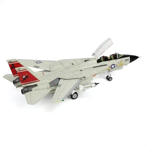 Vista 9 de NUOTIE US Navy F-14 Tomcat 1/72 Modelo de aleación VF-84 Jolly Rogers Avión de combate metálico fundido Modelo de exhibición militar o regalo