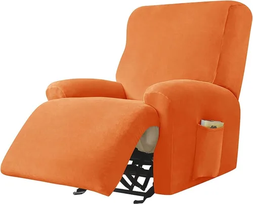 Vista 15 de LazyBoy - Funda para silla reclinable jacquard, fundas elásticas de terciopelo de color liso para sillas reclinables, 4 piezas, protector de muebles