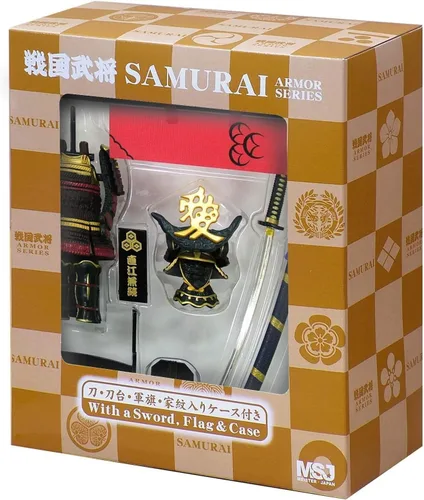 Vista 7 de MEISTER JAPAN Samurai Figura Naoe Kanetsugu Estatua de 8.3 pulgadas con vitrina 1:10 scale armor with iconic "Ai" love-crest helmet, miniature