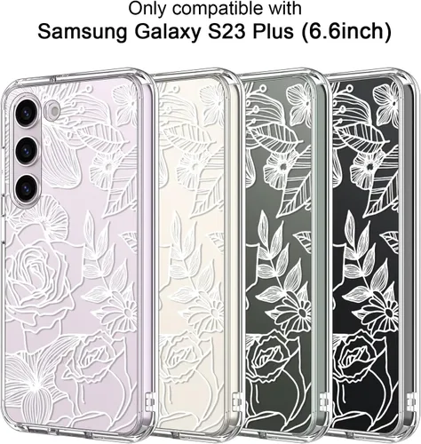 Vista 7 de ICEDIO Funda protectora duradera para Samsung Galaxy S23 Plus, ajuste delgado, transparente, con diseños de moda para niñas y mujeres, funda