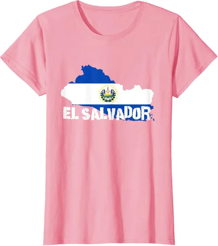 Vista 13 de Camiseta con la bandera de El Salvador, mapa de El Salvador, camiseta de Salvador para mujer, Negro